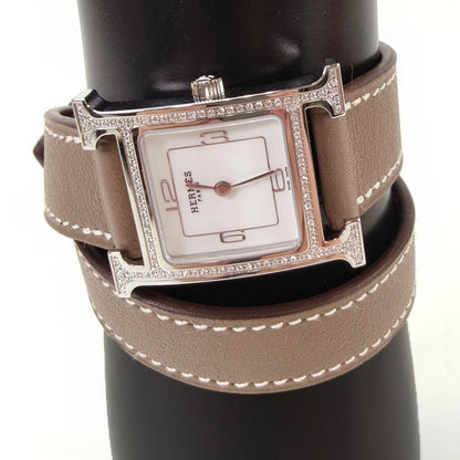 HERMES エルメス H ウォッチ クオーツ 腕時計 エトゥープ 管理番号：10743
