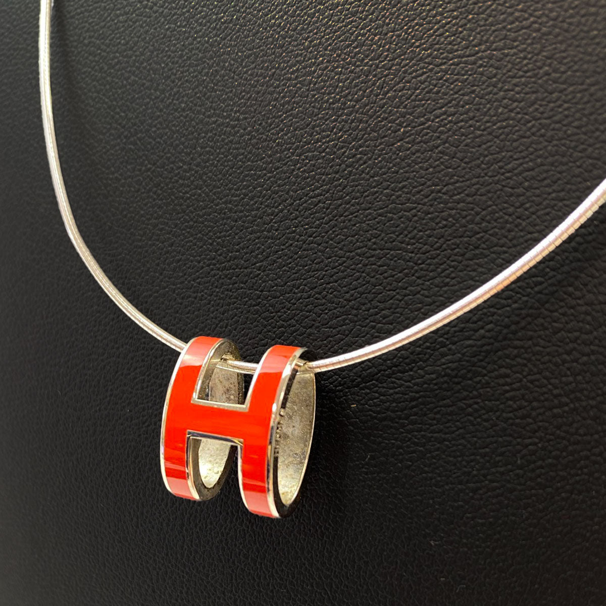 HERMES Pop H Necklace, Silver x Red, Control number: 11034