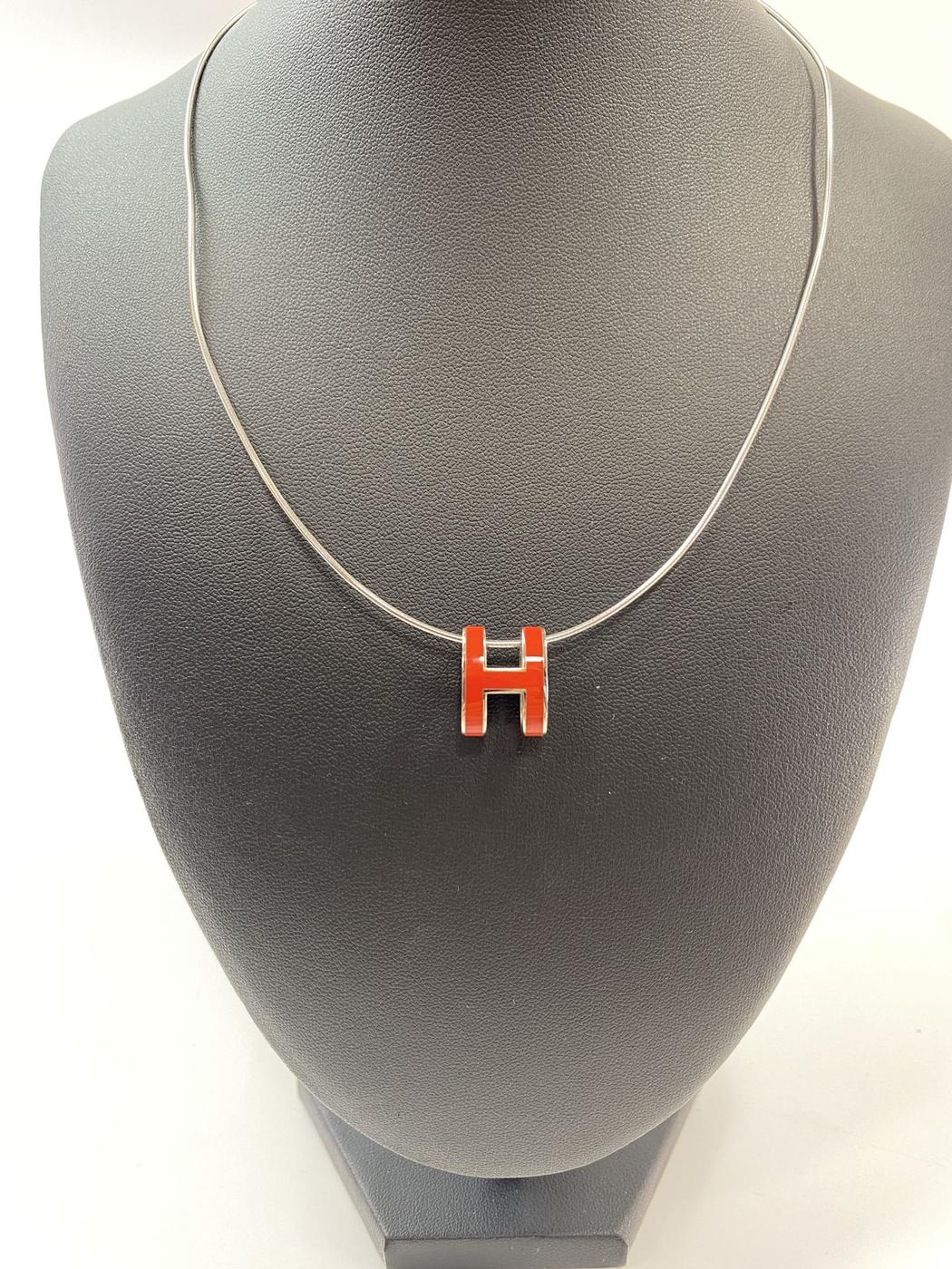 HERMES Pop H Necklace, Silver x Red, Control number: 11034
