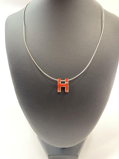 HERMES Pop H Necklace, Silver x Red, Control number: 11034