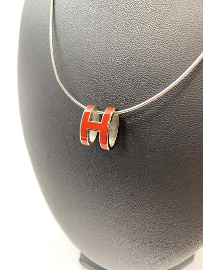 HERMES Pop H Necklace, Silver x Red, Control number: 11034