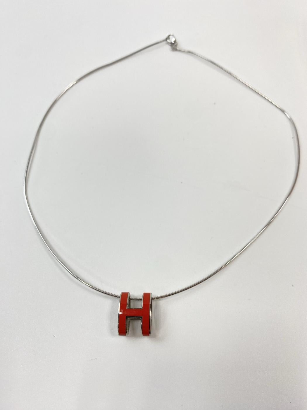 HERMES Pop H Necklace, Silver x Red, Control number: 11034