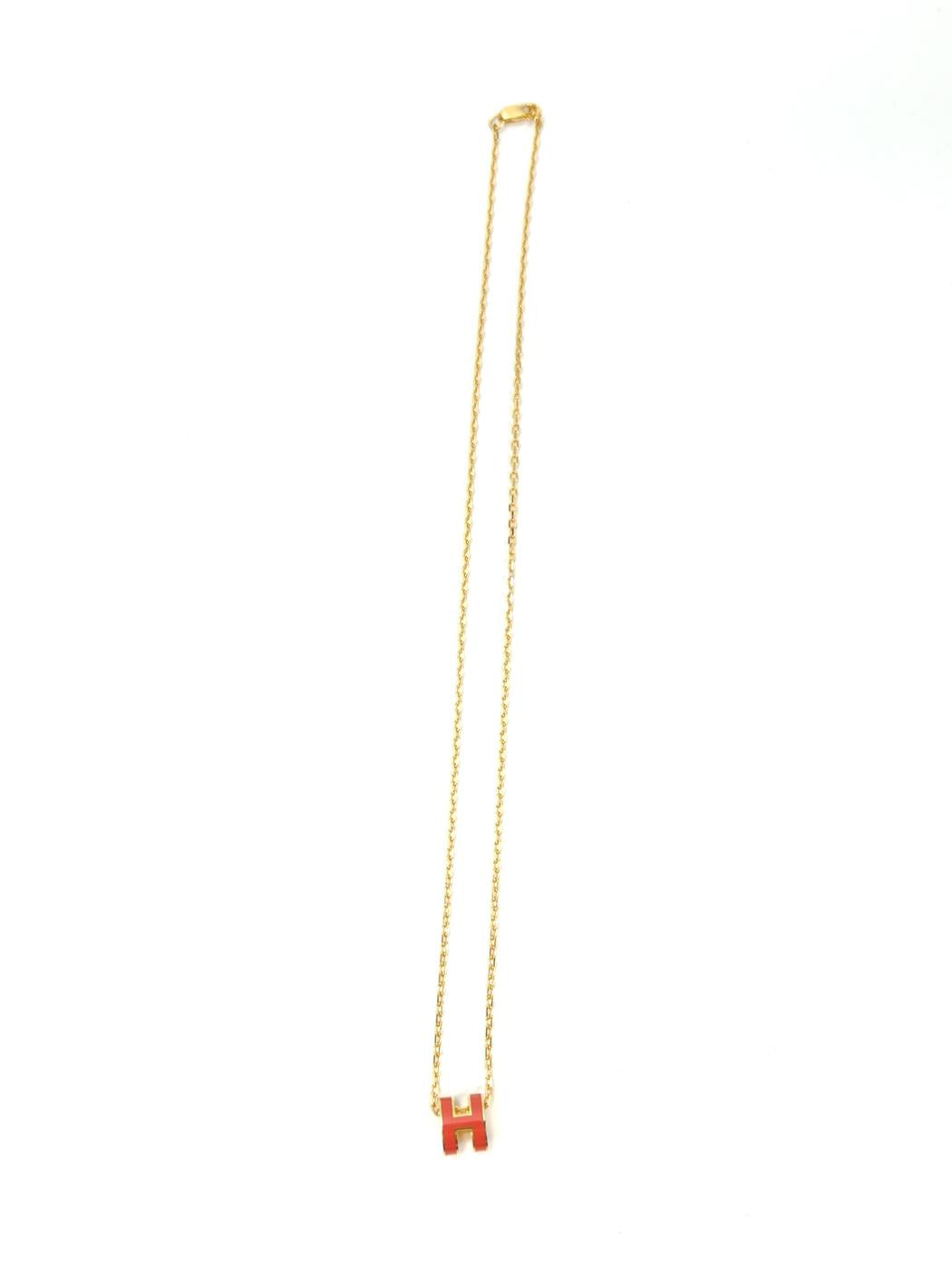 HERMES エルメス ポップH ミニ ネックレス オレンジ 管理番号：11155
