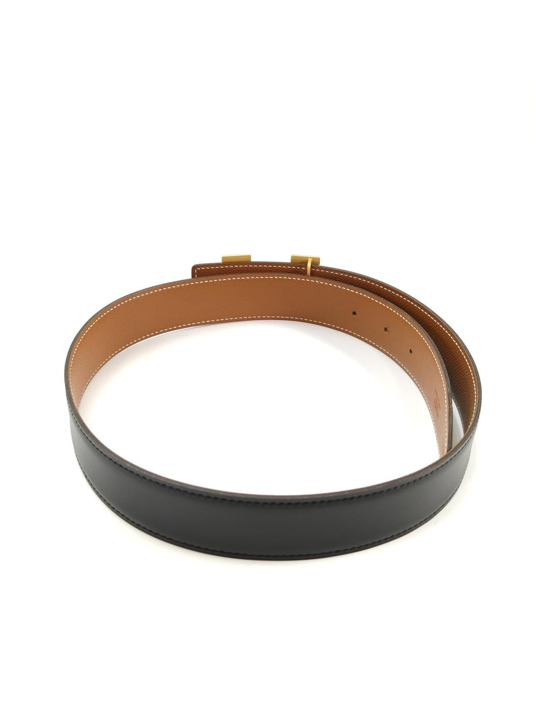 HERMES Constance H Belt, Black x Brown, Size 70, Control number: 11158