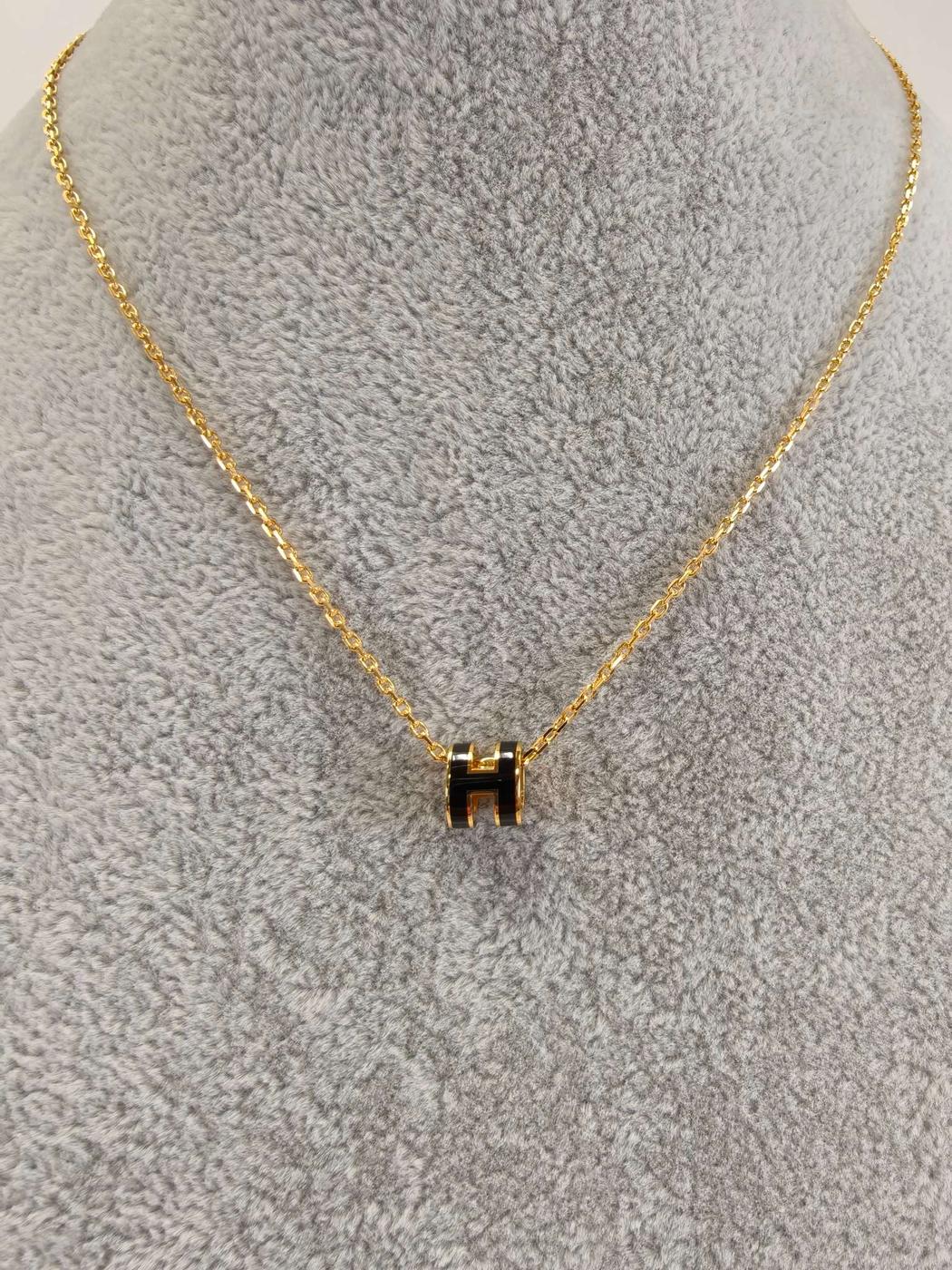 HERMES Mini Pop H Necklace Gold x Black Ref. 11175