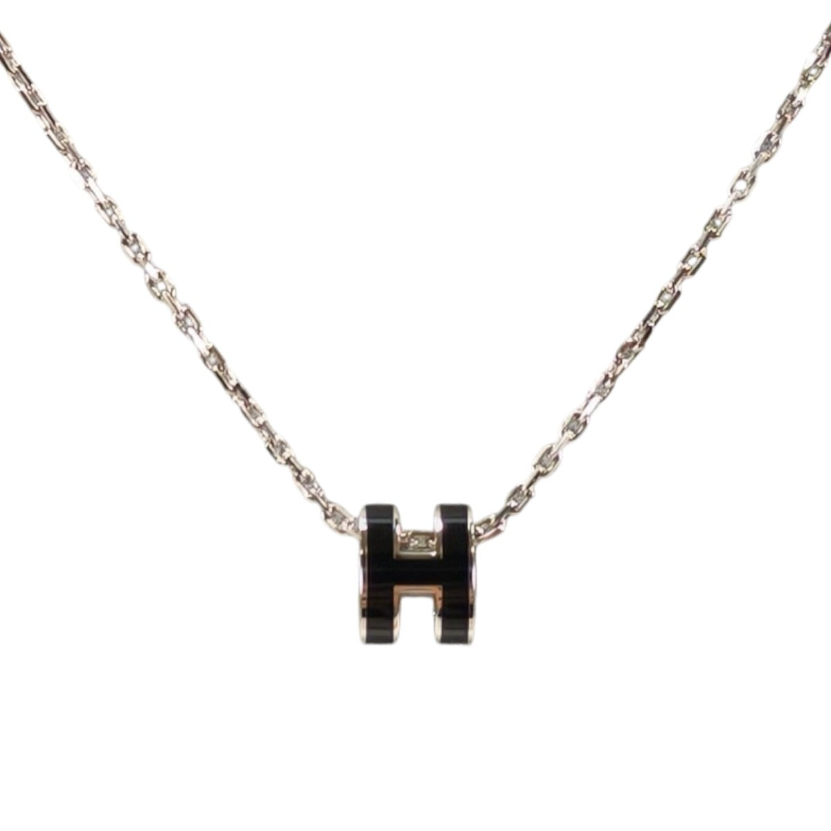 HERMES Pop H Necklace Black x Silver Product Number: 11204