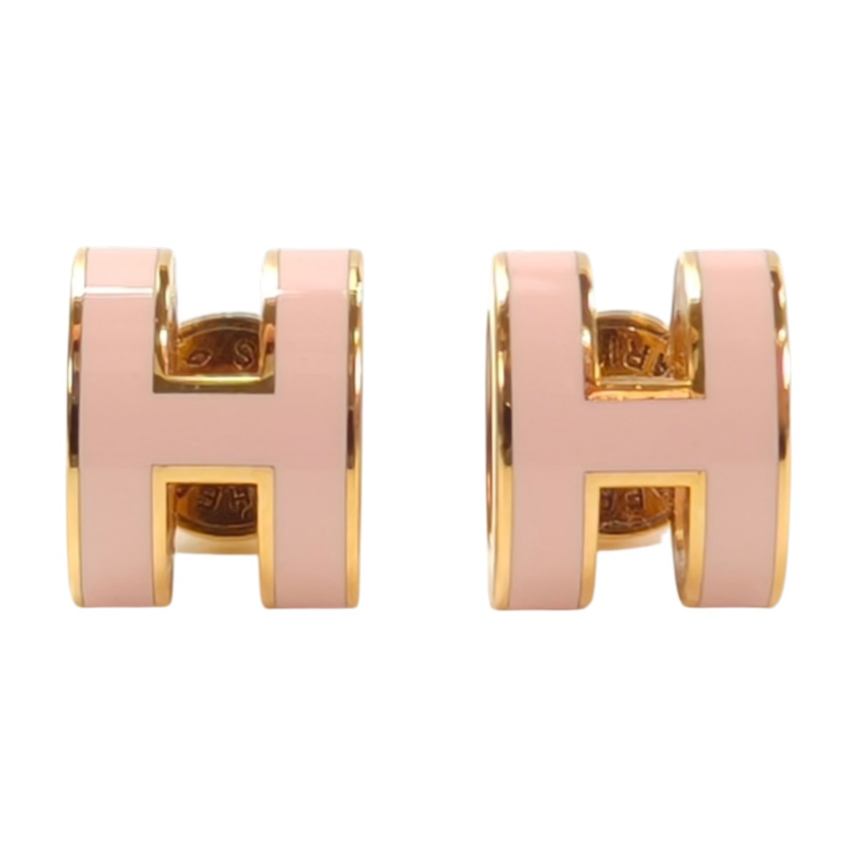 HERMES 爱马仕 迷你 Pop H 耳钉 粉色×金色 管理编号：11207