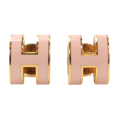 HERMES 爱马仕 迷你 Pop H 耳钉 粉色×金色 管理编号：11207