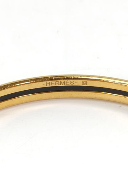 HERMES 爱马仕 珐琅手镯 金色×黑色 管理编号：11209