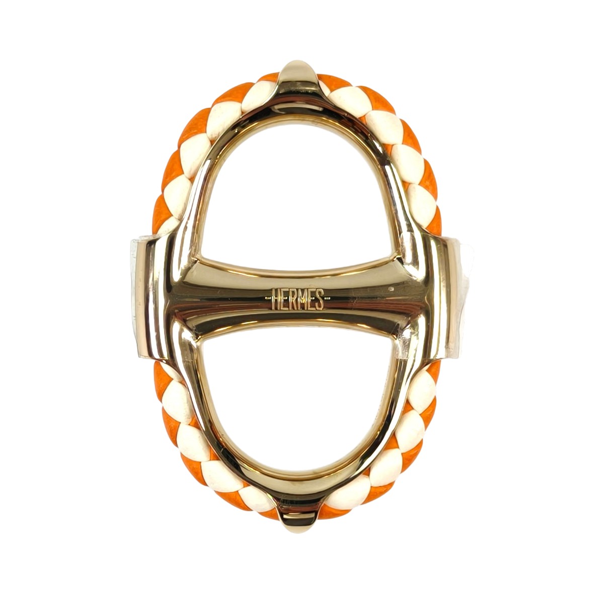 HERMES 爱马仕 Chaine d'Ancre Tresse 90 丝巾扣 金色×橙色 商品编号：11248