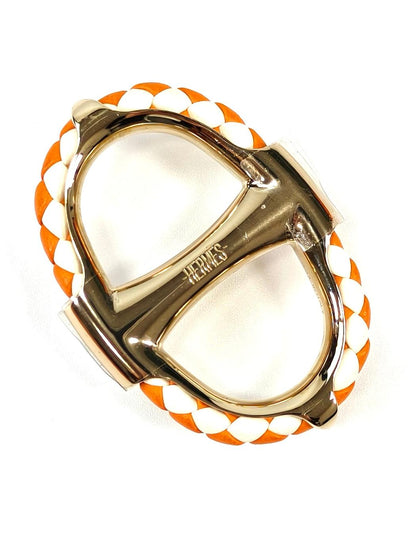 HERMES 爱马仕 Chaine d'Ancre Tresse 90 丝巾扣 金色×橙色 商品编号：11248