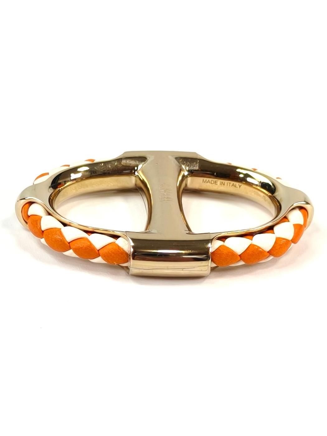 HERMES 爱马仕 Chaine d'Ancre Tresse 90 丝巾扣 金色×橙色 商品编号：11248