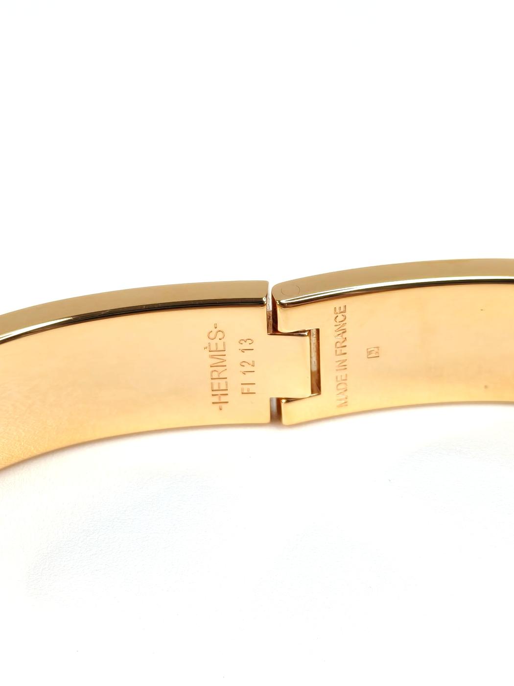 HERMES Clic H Bangle Bracelet, Marron Glacé, Ref: 11283