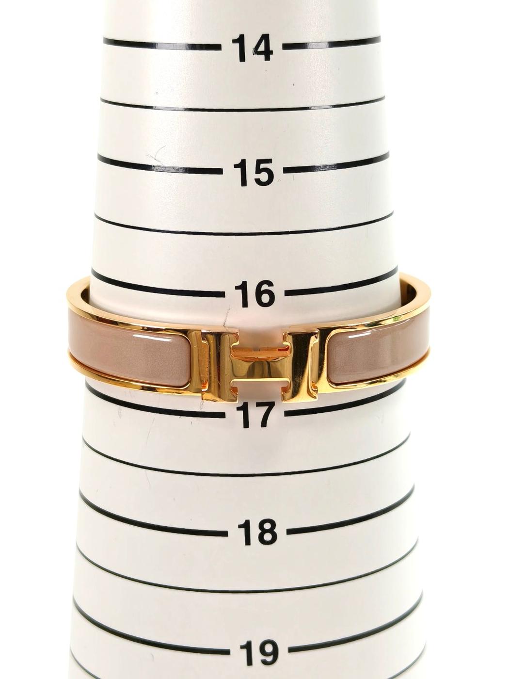 HERMES Clic H Bangle Bracelet, Marron Glacé, Ref: 11283