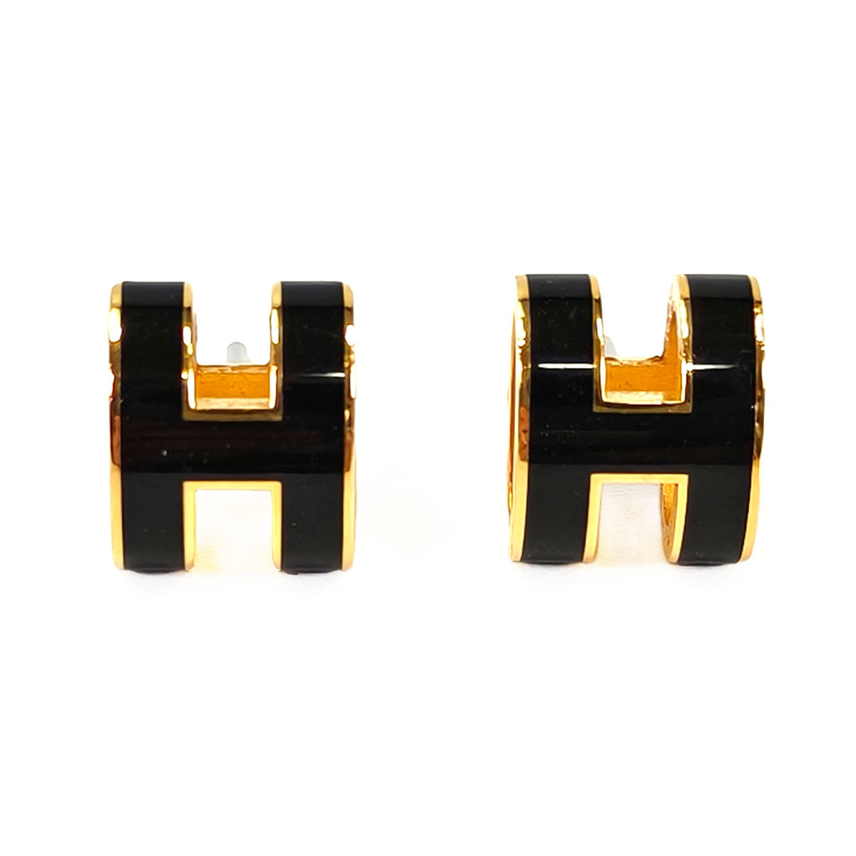 HERMES 爱马仕 Pop H 耳钉 金色×黑色 管理编号：11290
