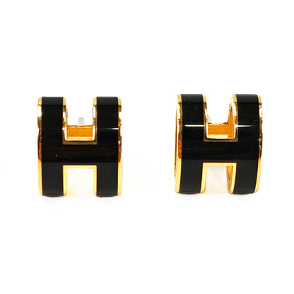 HERMES 爱马仕 Pop H 耳钉 金色×黑色 管理编号：11290