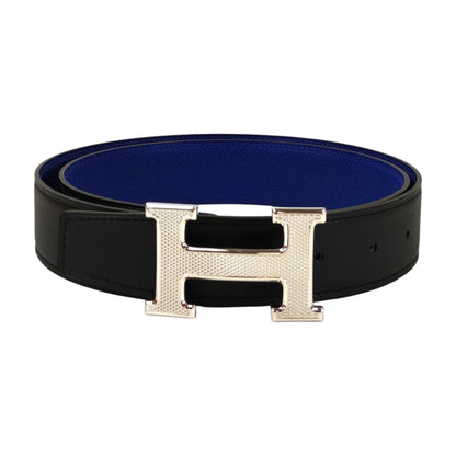 HERMES Constance Reversible H Belt Black x Blue Size 85 Item Number: 11355