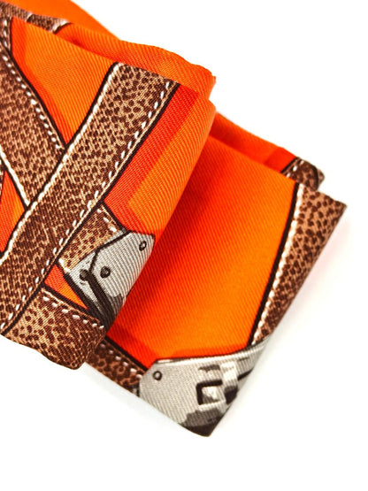 HERMES 爱马仕 Tres Kelly Twilly 橙色×棕色 管理编号：11489