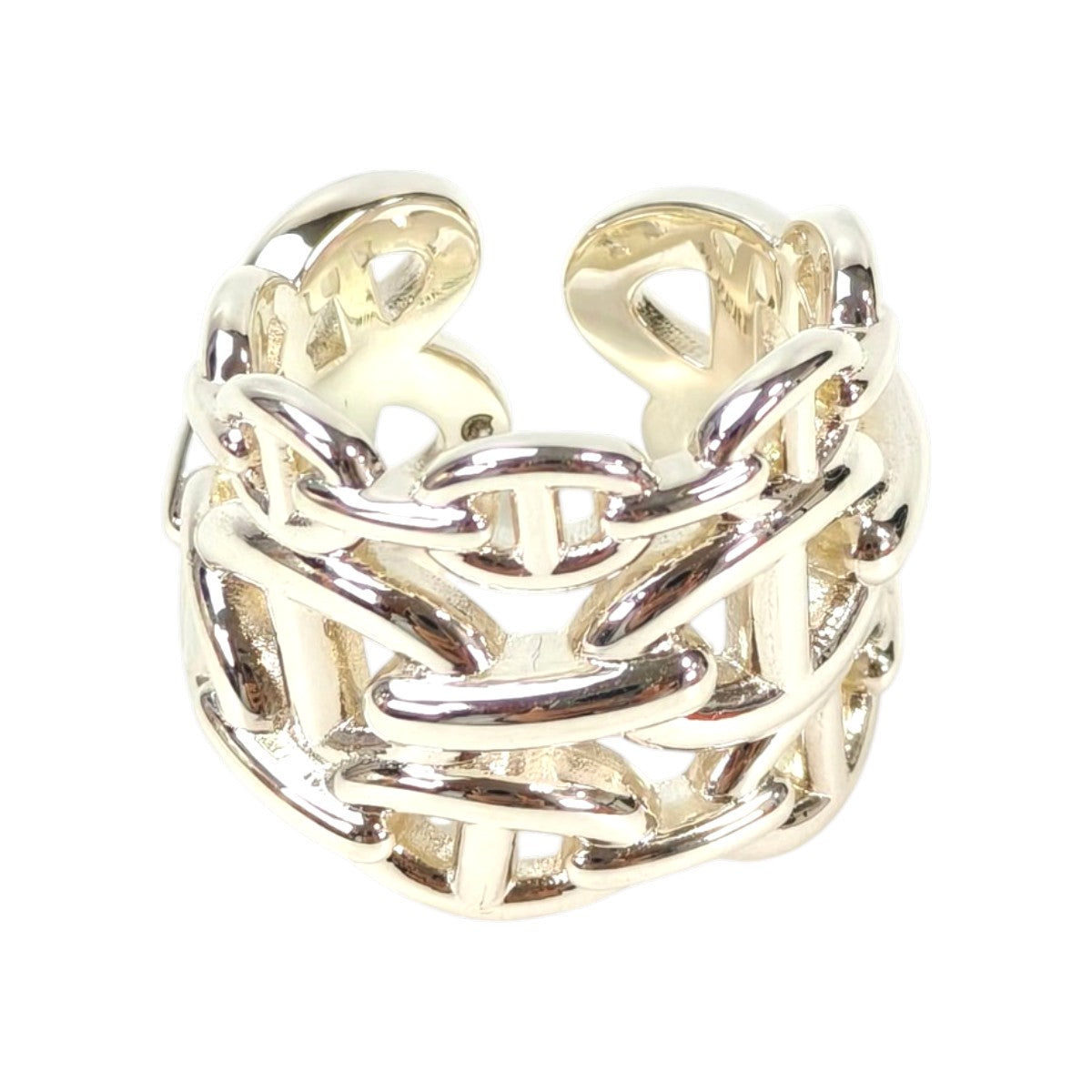 HERMES Chaine d'Ancre Enchainee GM Ring Size 16 Silver Product No: 11589