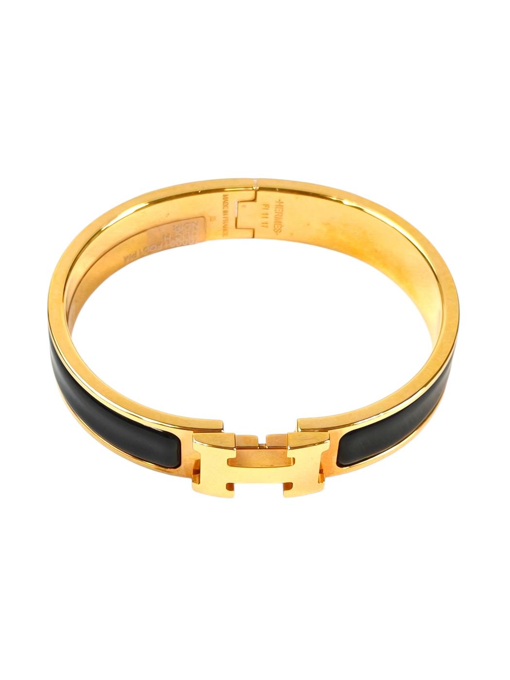 HERMES 爱马仕 Clic H 手镯 黑色×金色 款号：11626