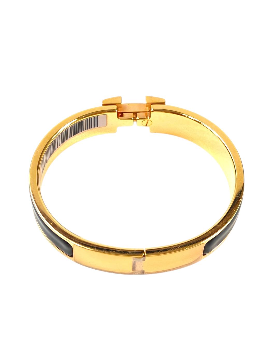 HERMES 爱马仕 Clic H 手镯 黑色×金色 款号：11626
