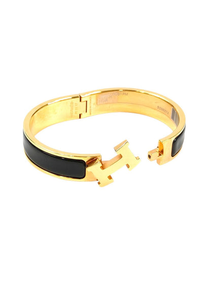 HERMES 爱马仕 Clic H 手镯 黑色×金色 款号：11626