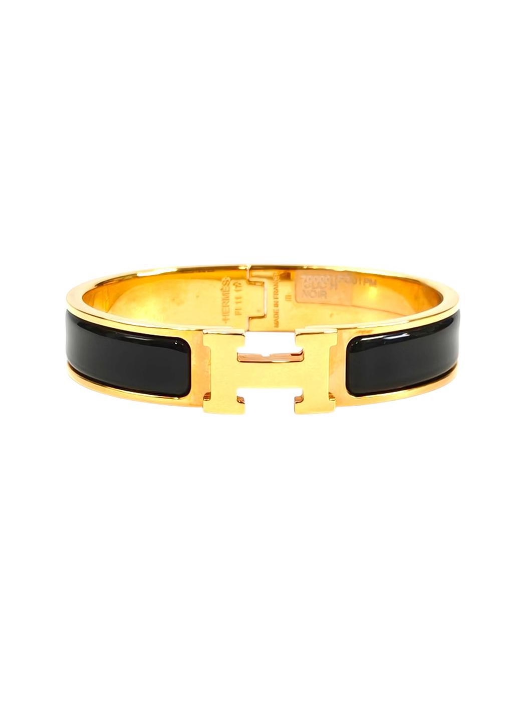 HERMES 爱马仕 Clic H 手镯 黑色×金色 款号：11626