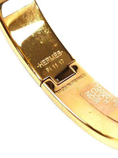 HERMES 爱马仕 Clic H 手镯 黑色×金色 款号：11626