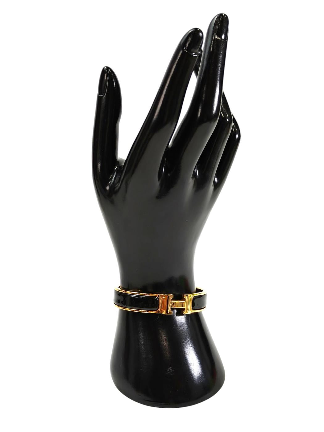HERMES 爱马仕 Clic H 手镯 黑色×金色 款号：11626