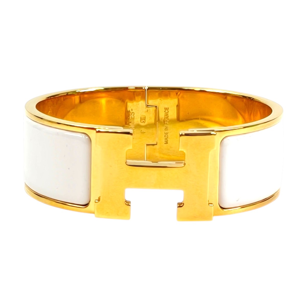 HERMES Clic H Bracelet White x Gold Model Number: 11628