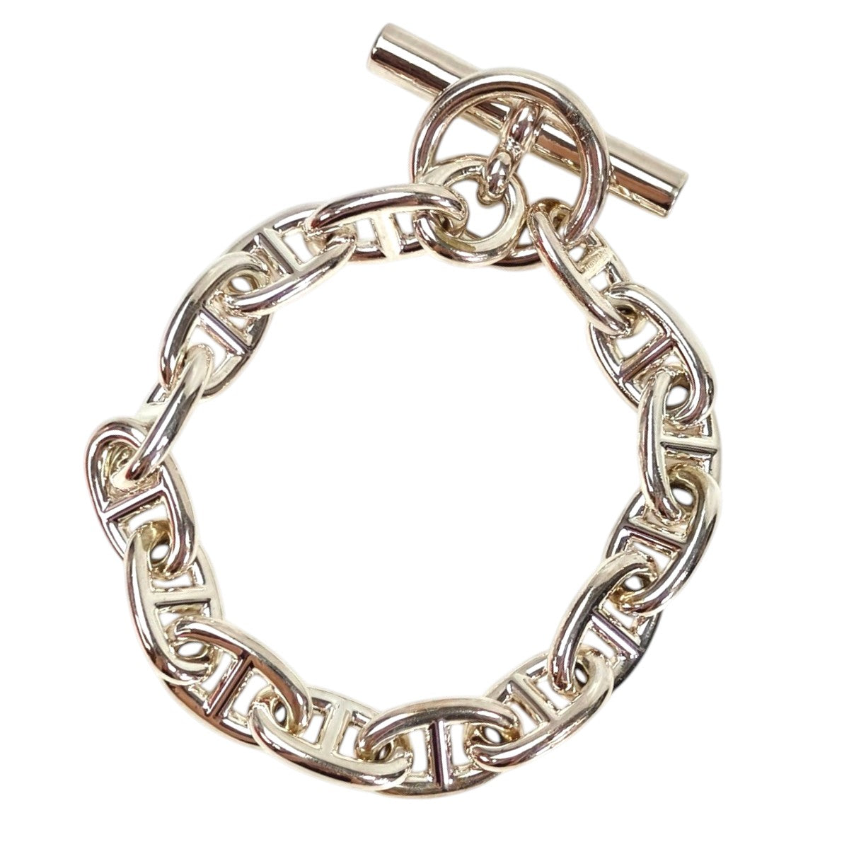 HERMES 爱马仕 Chaine d'Ancre 船锚链 MM 手链 银色 管理编号：11660