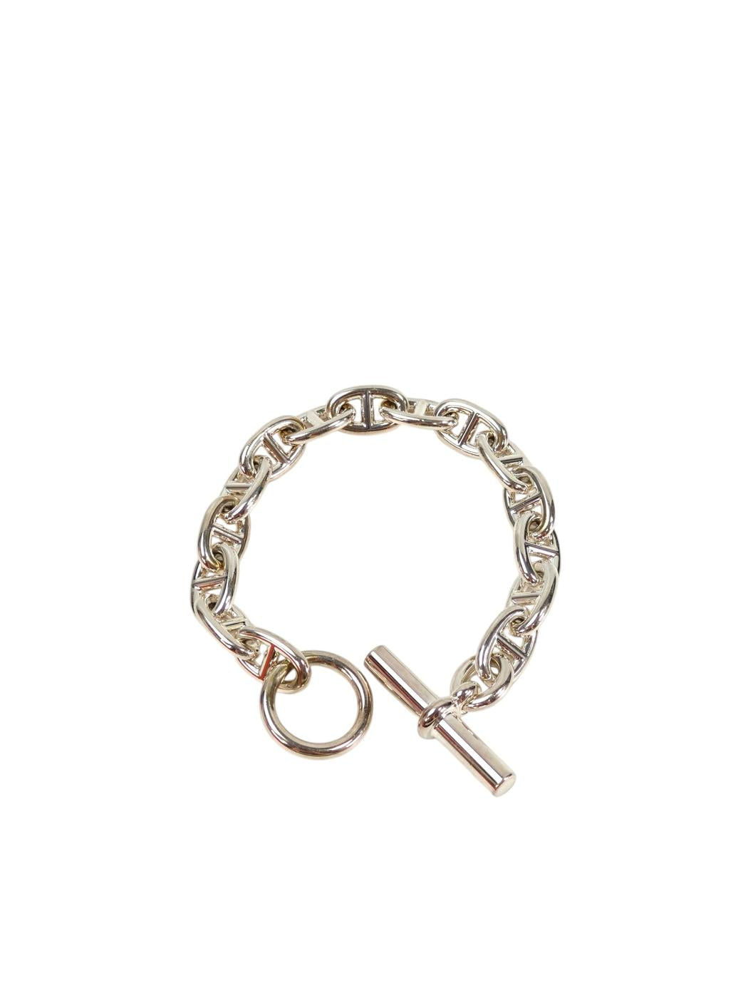 HERMES 爱马仕 Chaine d'Ancre 船锚链 MM 手链 银色 管理编号：11660
