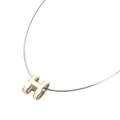 HERMES Pop H Pendant Necklace White x Silver Ref: 11709