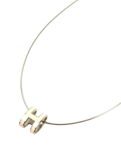 HERMES Pop H Pendant Necklace White x Silver Ref: 11709