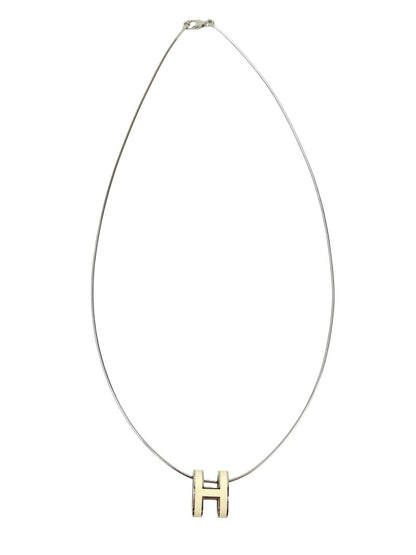 HERMES Pop H Pendant Necklace White x Silver Ref: 11709