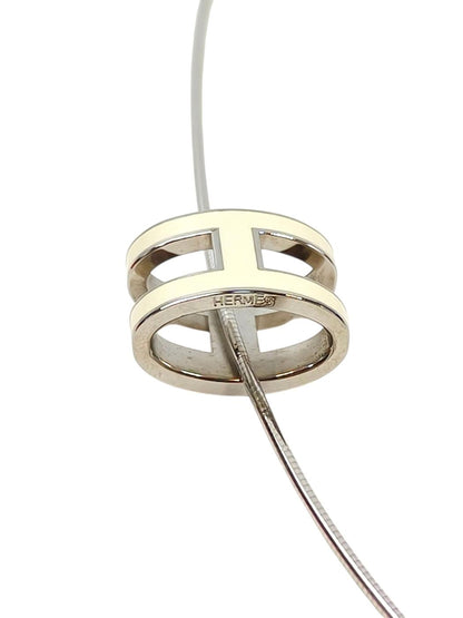 HERMES Pop H Pendant Necklace White x Silver Ref: 11709