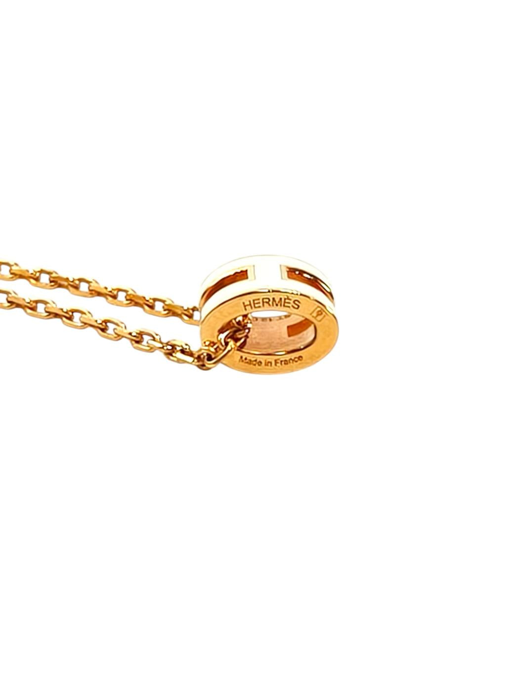 HERMES エルメス ミニポップH ペンダント ネックレス ホワイト×ゴールド 管理番号：11726