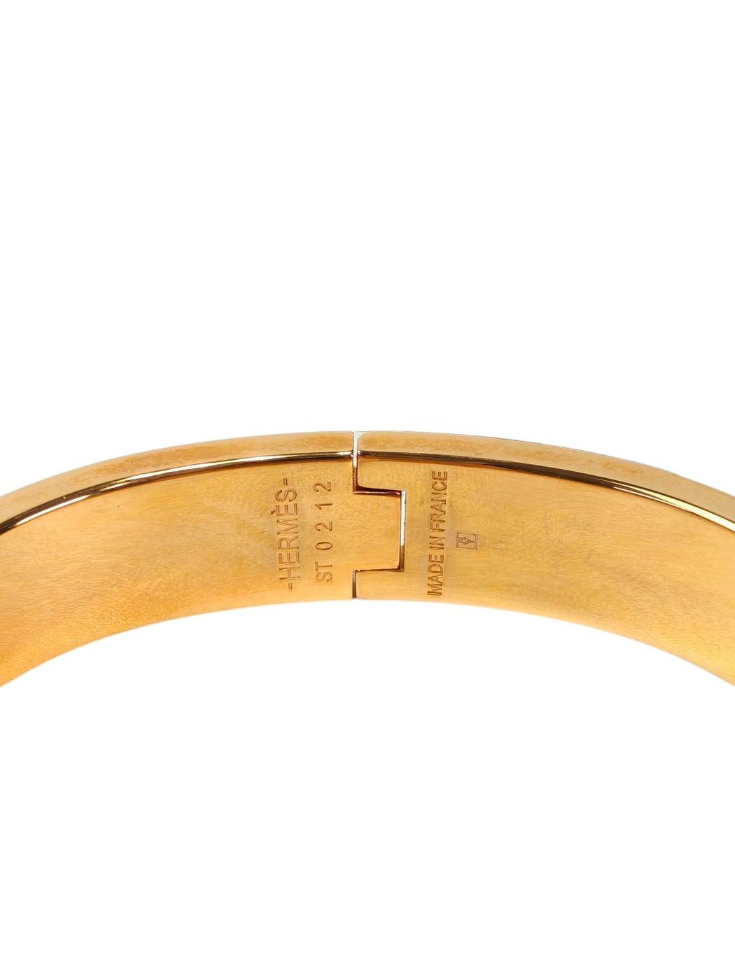 HERMES エナメルブレスレット クリックHPM 腕回り16cm バングル 白×金 管理番号：11740
