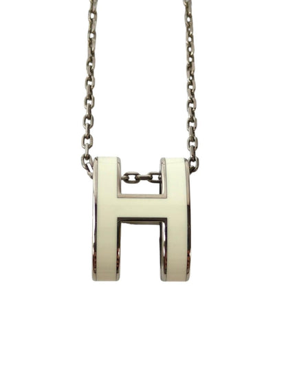 HERMES 爱马仕 Pop H 白色配银色项链 金属 漆面 管理编号：11772