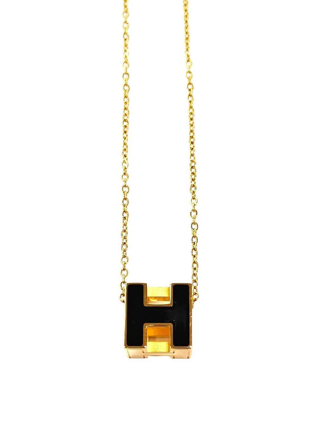 HERMES 爱马仕 Cache H系列 H立方体项链 黑色 管理编号：11780