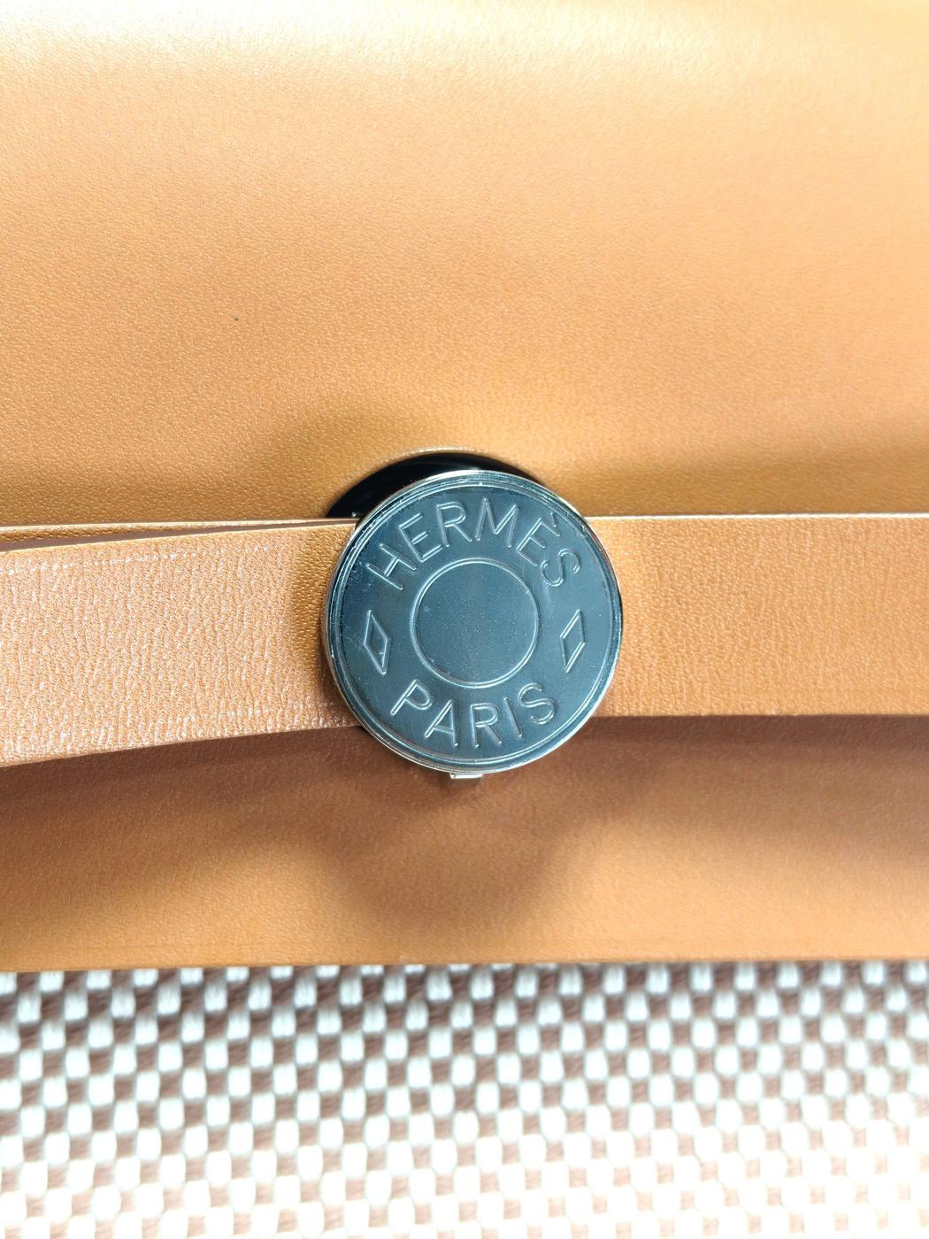 HERMES 爱马仕 Herbag Zip Ad 帆布GM小牛皮双肩包 ZTS007 棕色 管理编号：11857