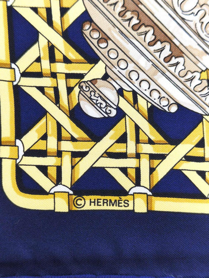 HERMES 爱马仕 Carré 90 灯 红色×藏青色 100%真丝 围巾 红色 管理编号：11876
