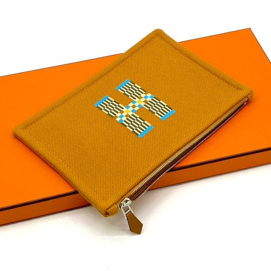 HERMES エルメス Hナッテ PM フラットポーチ コニャック 茶 刺繍 美品 ヴィンテージ 正規品 管理番号：7957
