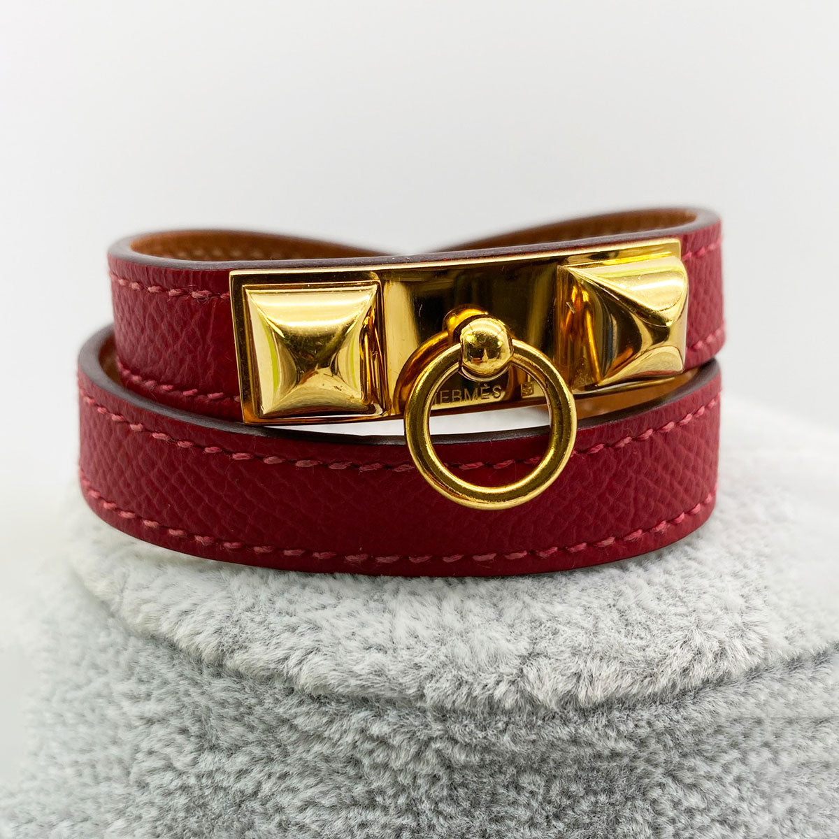 Hermès Collier de Chien 双环手链，2 股手镯，波尔多，参考编号：8377