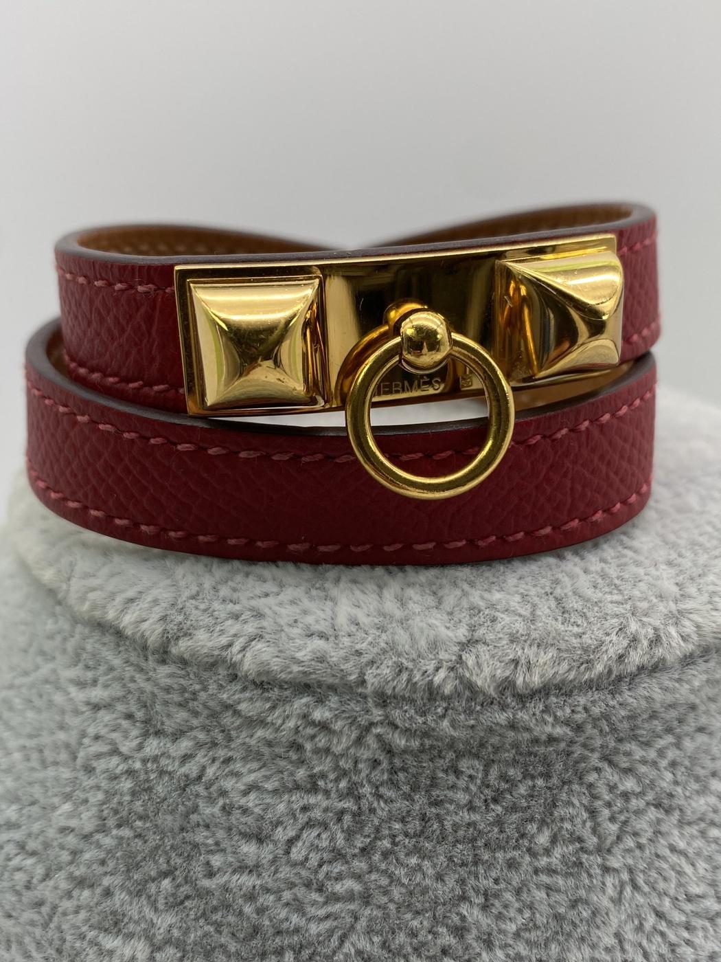 Hermès Collier de Chien 双环手链，2 股手镯，波尔多，参考编号：8377