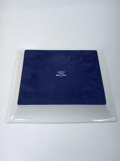 新品同様 HERMES エルメス ヴィド・ポッシュ ペガサス トレイ 皿 馬 ペガサス ホワイト/ブルー ポーセリン 陶器 管理番号：9151
