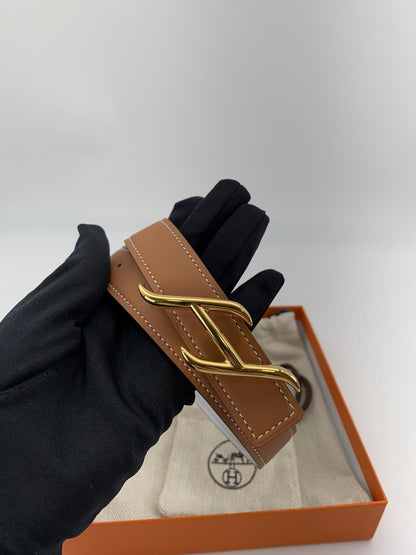 【新品同様】エルメス HERMES ベルトバックル 《HDN》 &レザーベルト(キット)  24 mm 管理番号：9159