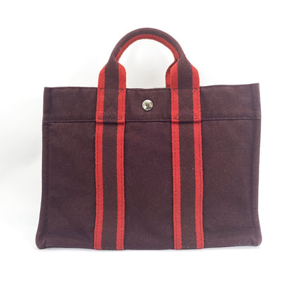 HERMES エルメス フールトゥトートPM トートバッグ キャンバス ボルドー 管理番号：9211