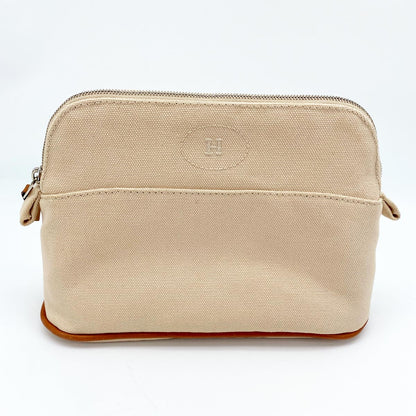 HERMES Bores Bores Pouch Canvas Beige Excellent Condition Vintage Authentic Item Control Number: 9269