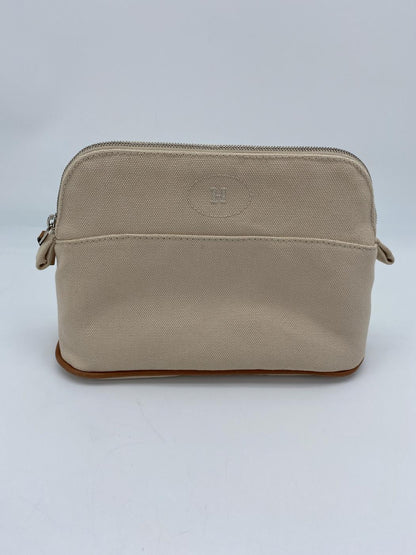 HERMES Bores Bores Pouch Canvas Beige Excellent Condition Vintage Authentic Item Control Number: 9269
